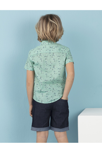 Ollie&Olla Sailboat Turquoise Boy's Shirt