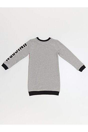 Denokids Unicorn Kız Çocuk Gri Sweat Elbise