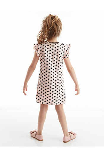 Denokids Pink Ruffle Cat Summer Dress - Girl, Pompom Polka Dot