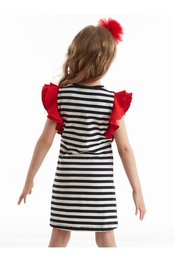Denokids Striped and Ruffled Summer Combed Cotton Dress for Girls