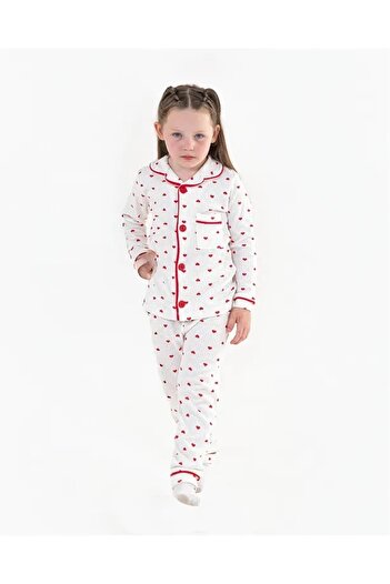 Babyroo Anne Kız Kalpli Pamuklu Pijama Takımı - Anne Kız Kombin (6 Aydan - 6 Yaşa Kadar & S-M-L-XL)
