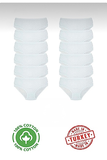Onurel 100% Cotton/Cotton High-Waisted Heart-Shaped Women's Panties, Pack of 12