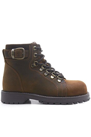 Rakerplus Griffon Genuine Leather Brown Zippered Winter Children's Boots