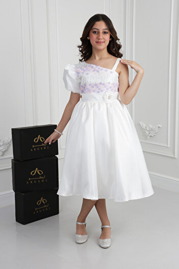 arushi Girls' Mikado Glitter One Sleeve Dress