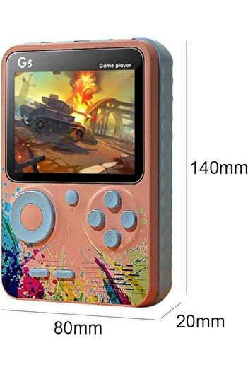 DKH G5 Retro Game Console, 500-in-1 Games, 7.6 cm LCD Screen, TV Output, Rechargeable Battery, Macaron C