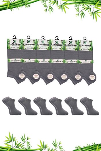 KARDEŞLER ÇORAP Bamboo Men's Booties Gray Socks Seamless Pack of 6