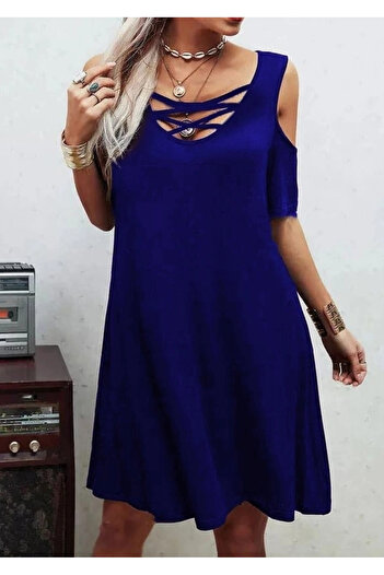 Silerra Low-Cut Lace Detail Viscose Fabric Dress