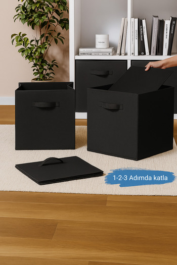 limocca home textile Katlanır Saklama Kutusu 2'Li SET Organizer, Dolap İçi Çamaşır, Çocuk Odası Oyuncak Düzenleyici