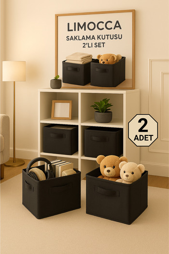 limocca home textile Katlanır Saklama Kutusu 2'Li SET Organizer, Dolap İçi Çamaşır, Çocuk Odası Oyuncak Düzenleyici