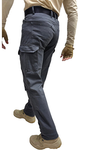 Polviton Gray Men's Cargo Pants Gabardine Lycra Fabric