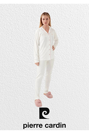 Pierre Cardin Kadın Giyim Pamuklu Modal Uzun Kollu Gömlek Pijama Takımı (2 Adet Hediye Çorap) OL.PC.7717.001