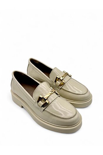 Vrs Shoes Roven Ekru Hakiki Deri Kadın Loafer