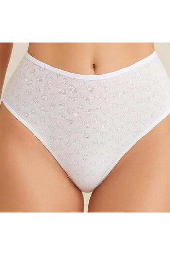 Roft & Pink Women's 2-Piece White Heart High Waist 100% Cotton Panties