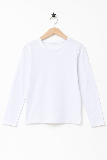 KURGAN TEKSTİL Girls' Crew Neck Plain Long Sleeve T-Shirt