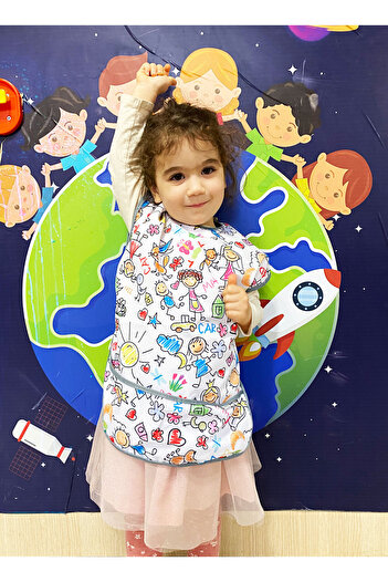 yorni Liquid Proof Booster Activity Bib with Short Sleeves for Kids 3-6 Years