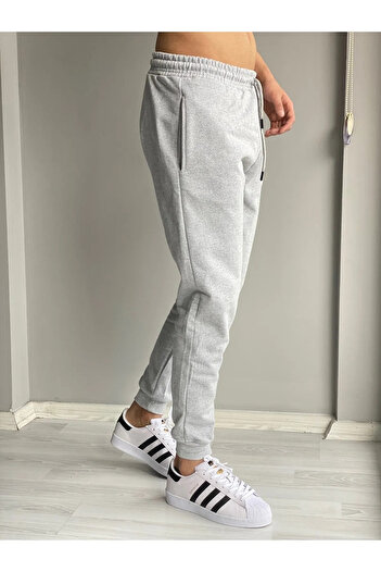 Relax family xf Erkek Slim Fit Pamuklu Dar Kesim Jogger Gri Eşofman Altı Dar Paça