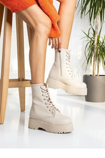 Scarpebutik Martines Thin Fur Αδιάβροχες χειμερινές μπότες χιονιού με ραμμένες στο πλάι μπότες με φερμουάρ με χοντρή σόλα με κορδόνια