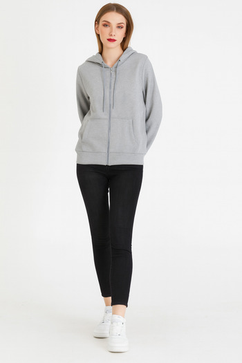 ASSAF Unisex Grey Hooded Jacket - Unisex Hooded School Jacket - Two-Thread Fleece Jacket