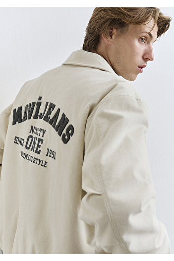 Mavi Jeans Printed Ecru College Jacket 0110722-86411
