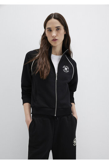 Mavi Black Sweatshirt with Piping Detail and Zipper 1S10365-900