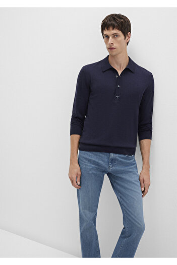 Mavi Buttoned Navy Blue Wool Sweater 0710382-70490