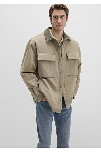 Mavi Beige Jacket with Collar Detail Oversize / Wide Cut 0110552-86749