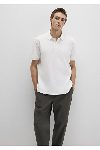 Mavi Textured White Polo T-Shirt Regular Fit / Regular Cut 0612824-70057