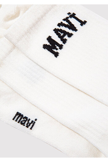 Mavi Logo Printed White Socks 1912726-23248