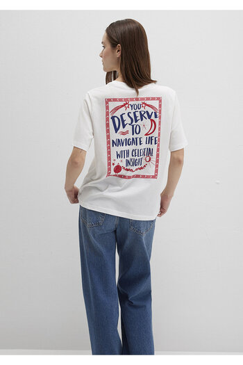 Mavi Planet Baksılı Ecru T-Shirt Regular Fit / Standard Cut 1613522-70057