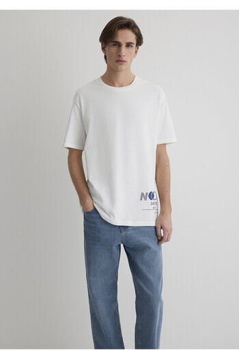 Mavi No Off Days Printed White T-Shirt Loose Fit / Loose Relaxed Cut 0612720-70057