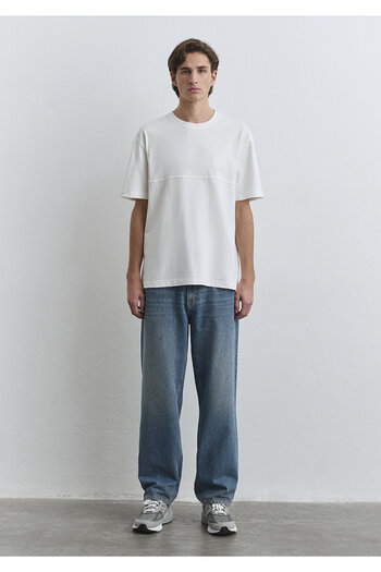 Mavi Patch Logo Stitching Detail Ecru T-Shirt Loose Fit / Relaxed Fit 0612405-70057