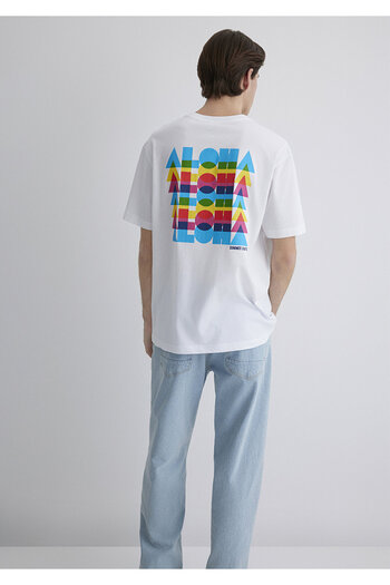 Mavi Aloha Printed White T-Shirt Loose Fit / Loose Relaxed Fit 0612612-620