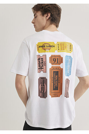 Mavi Τυπωμένο λευκό μπλουζάκι Loose Fit / Loose Relaxed Fit 0612307 -620