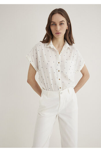 Mavi Mini Printed Ecru Shirt Loose Fit / Loose Relaxed Cut 1210446 -89857