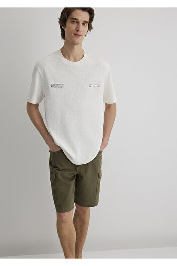 Mavi Printed Ecru T-Shirt Loose Fit / Loose Relaxed Cut 0612623-70057