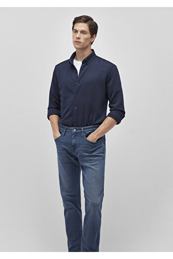 Mavi Синя в'язана сорочка Slim Fit / вузький крій 0211236-86415