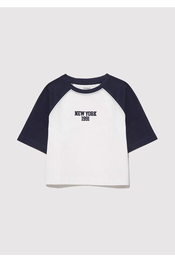 Mavi New York bedrucktes Ecru-T-Shirt mit lockerer Passform / lockere, entspannte Passform 7610266 -70057