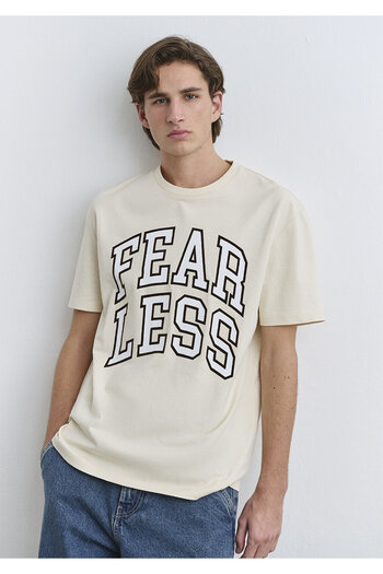 Mavi Fearless Printed Ecru T-Shirt Loose Fit / Loose Relaxed Fit 0612475 -70055