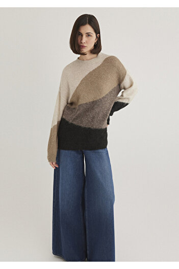 Mavi Crew Neck Brown Sweater Loose Fit / Loose Relaxed Fit 1710562 -86749