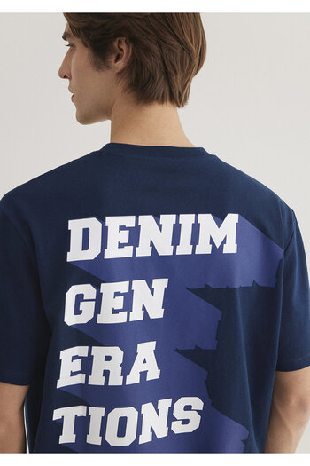 Mavi Marineblaues Denim-Generation-T-Shirt, lockere, entspannte Passform 0612479 -89353