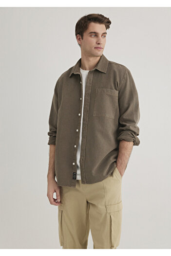 Mavi Brown Linen Blend Tencel Shirt - Regular Fit 0211377 -70376