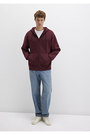 Mavi Hooded Zippered Claret Red Basic Sweatshirt 066979-70426