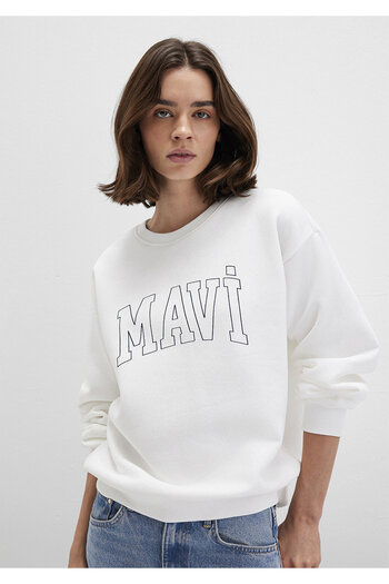 Mavi Weißes Sweatshirt mit Logo-Aufdruck1611192-70057