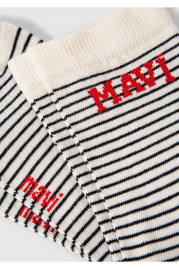 Mavi Logo Detailed Black Striped Socks 1912754-70057