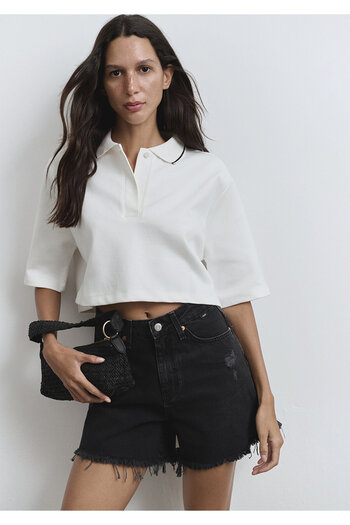 Mavi Millie 90s Anthracite Jean Shorts -1458981230