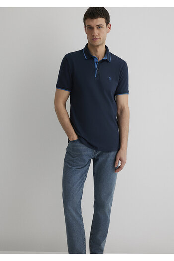 Mavi Límec Detailed Navy Blue Polo T-Shirt Fitted 062373-28417
