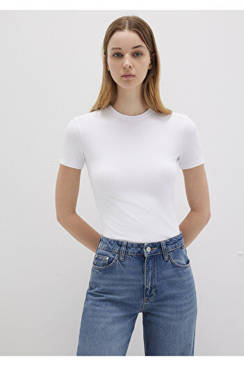 Mavi Lux Touch White Modal T-Shirt - Fitted Cut 1600963 -620
