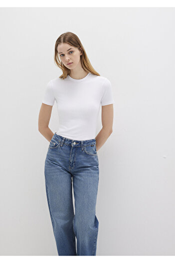 Mavi Lux Touch White Modal T-Shirt - Fitted Cut 1600963 -620
