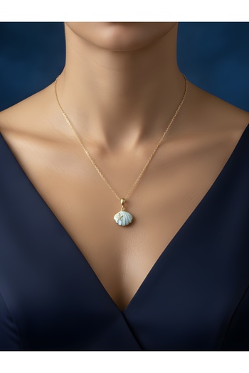 Store Romantik Açılabilir mint taş detaylı Deniz Kabuğu Kolye– Paslanmaz Çelik,Kişiye Özel Hediye,minimal