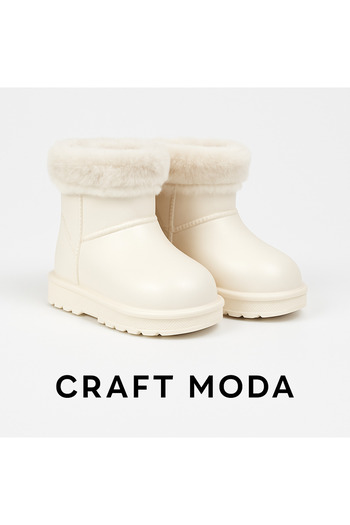 CRAFT MODA Παιδικές αδιάβροχες μπότες βροχής & χειμώνα με επένδυση από γούνα
